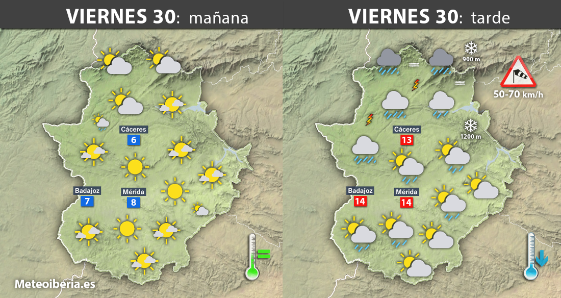 Tarde muy inestable este Viernes Santo en Extremadura, y con más lluvias a la vista los próximos días